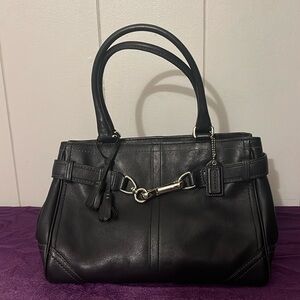 Rare Vintage Black Coach shoulder/Handbag with silver hardware.